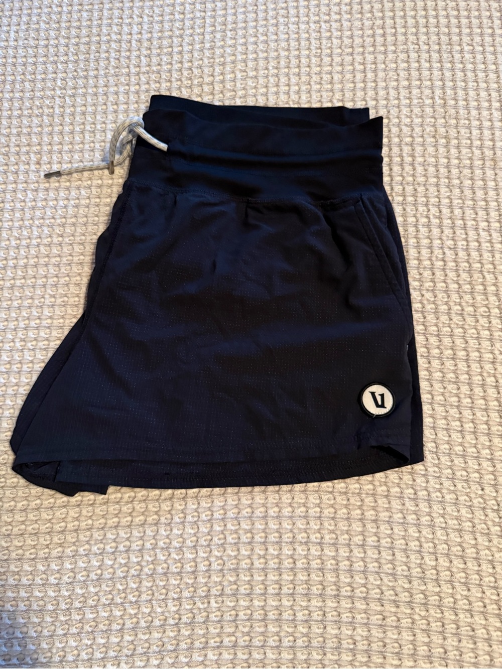 Vuori Navy Athletic Skort with White Drawstring
